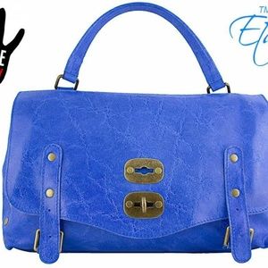 Etasico Italian Distressed Leather Handbag Blue